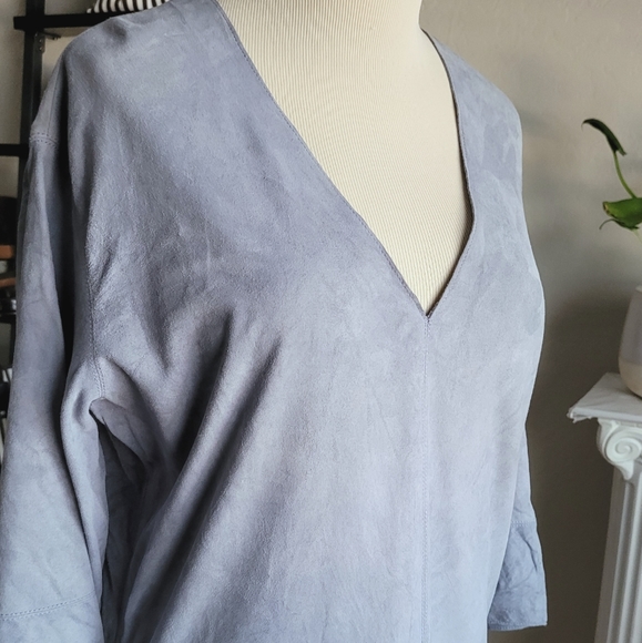 vince dress blue suede tunic shift mini - Picture 9 of 12